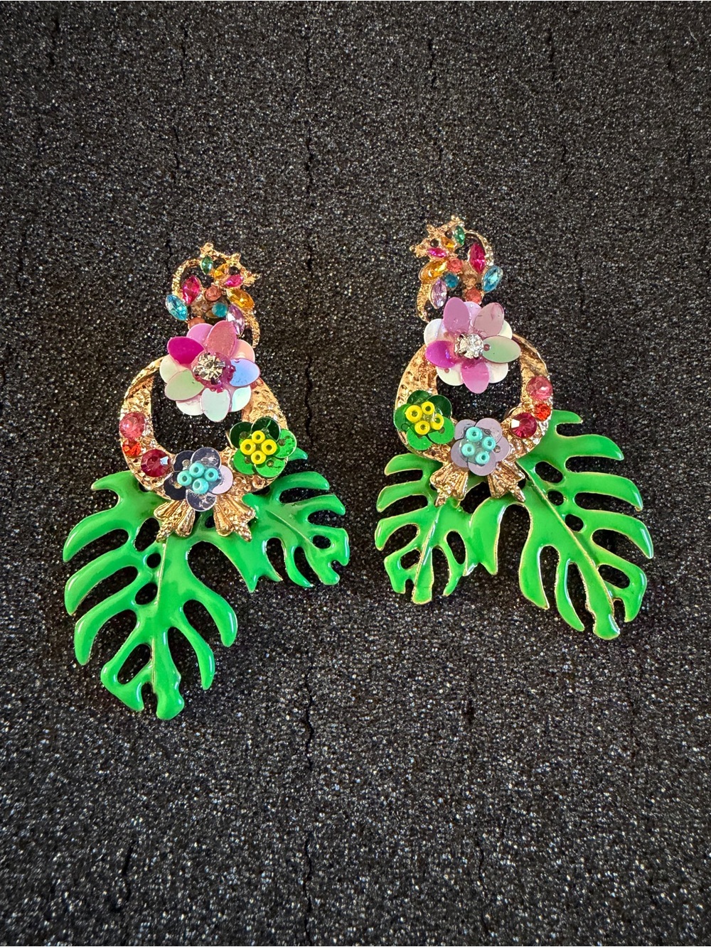 Caribbean Palm Leaf Earrings